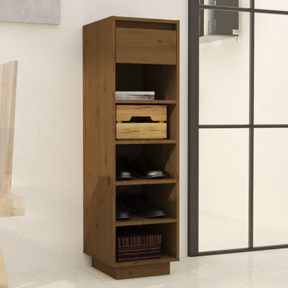 Shoe Cabinet Honey Brown 11.8x13.4x41.3" Solid Wood Pine