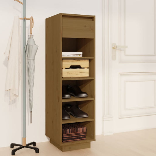 Shoe Cabinet Honey Brown 11.8x13.4x41.3" Solid Wood Pine