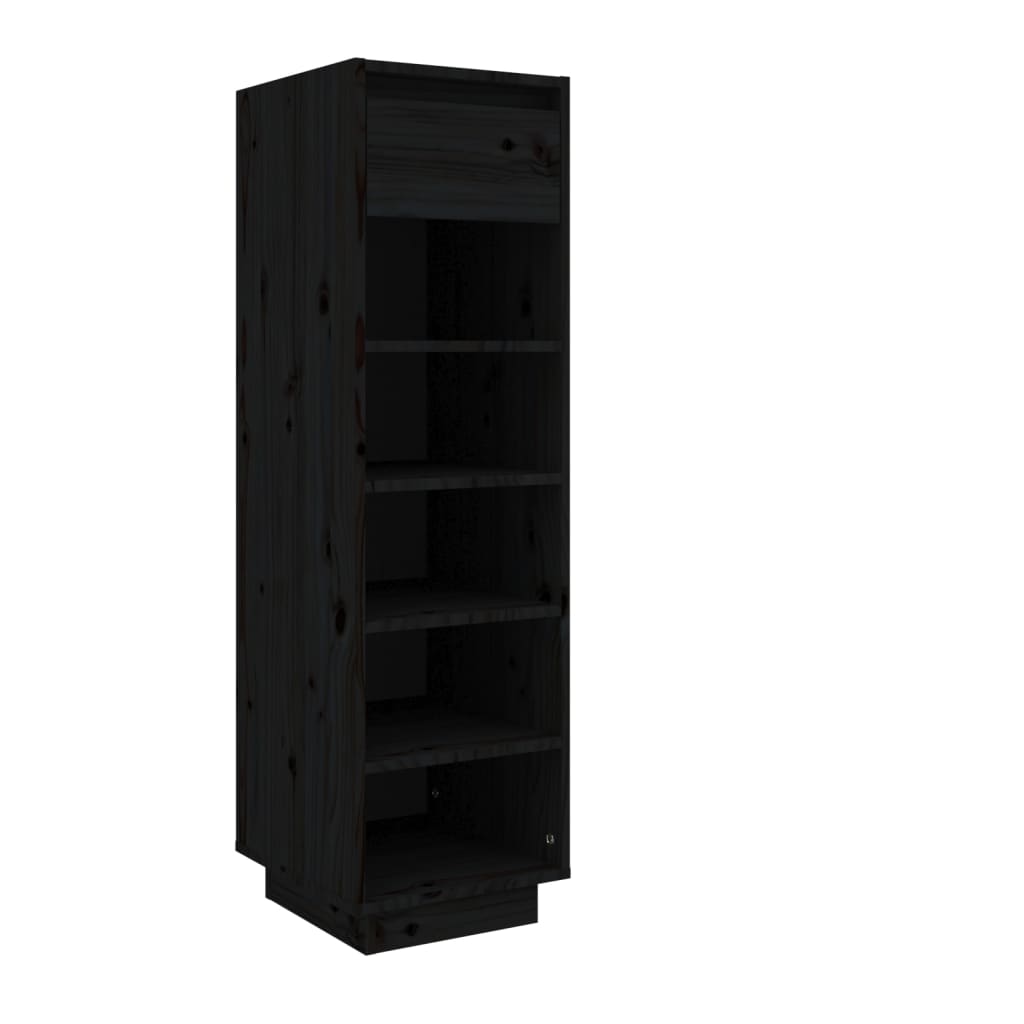 Shoe Cabinet Black 11.8x13.4x41.3" Solid Wood Pine