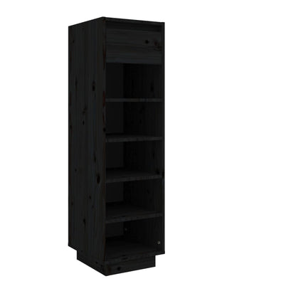 Shoe Cabinet Black 11.8x13.4x41.3" Solid Wood Pine