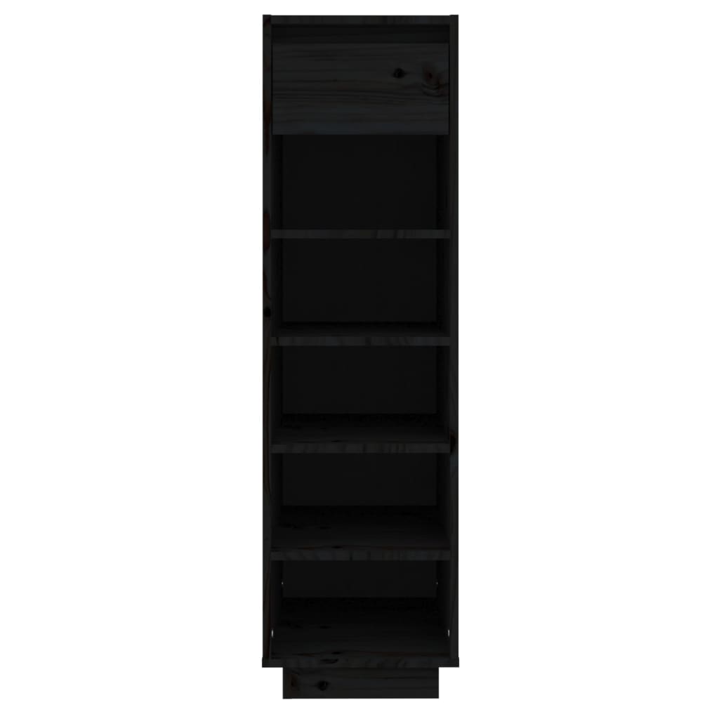 Shoe Cabinet Black 11.8x13.4x41.3" Solid Wood Pine