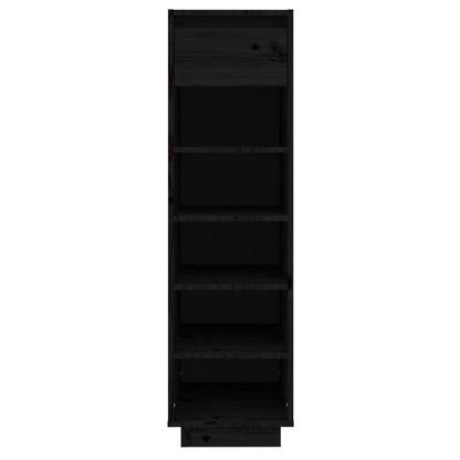 Shoe Cabinet Black 11.8x13.4x41.3" Solid Wood Pine