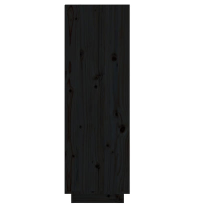 Shoe Cabinet Black 11.8x13.4x41.3" Solid Wood Pine