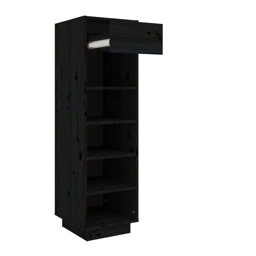 Shoe Cabinet Black 11.8x13.4x41.3" Solid Wood Pine