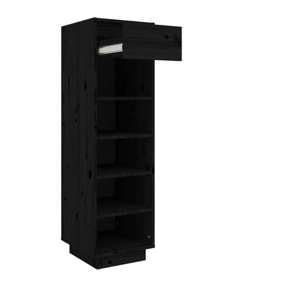 Shoe Cabinet Black 11.8x13.4x41.3" Solid Wood Pine