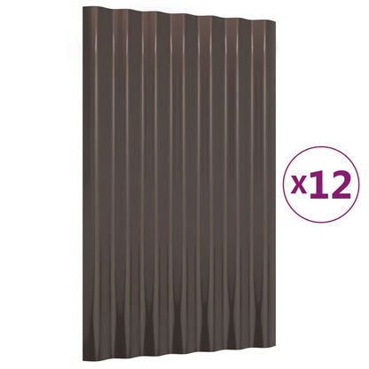 Roof Panels 12 pcs Galvanized Steel Brown 23.6"x14.2"