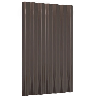 Roof Panels 12 pcs Galvanized Steel Brown 23.6"x14.2"