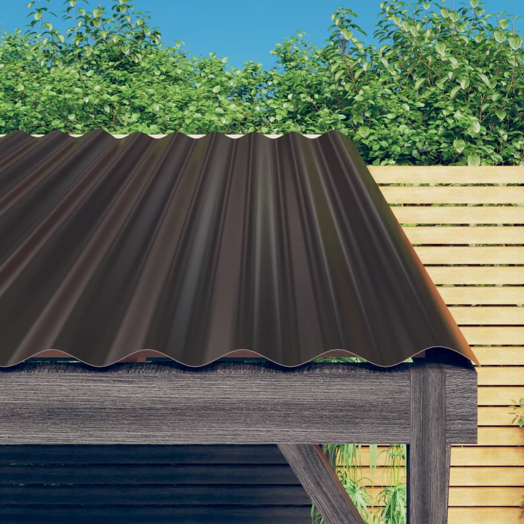 Roof Panels 12 pcs Galvanized Steel Brown 23.6"x14.2"