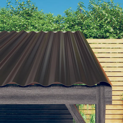 Roof Panels 12 pcs Galvanized Steel Brown 23.6"x14.2"