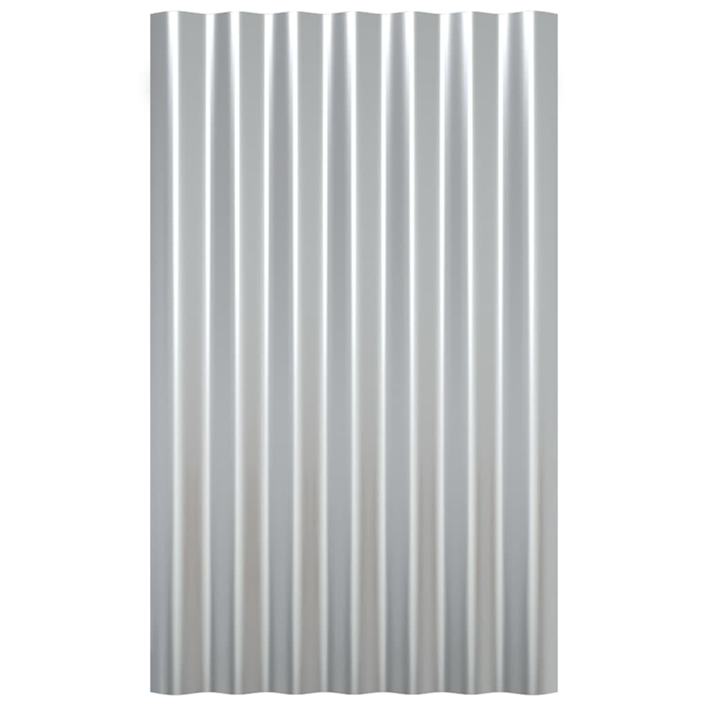 Roof Panels 12 pcs Galvanized Steel Silver 23.6"x14.2"