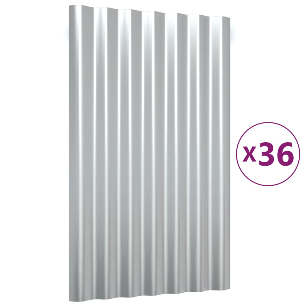 Roof Panels 36 pcs Galvanized Steel Silver 23.6"x14.2"