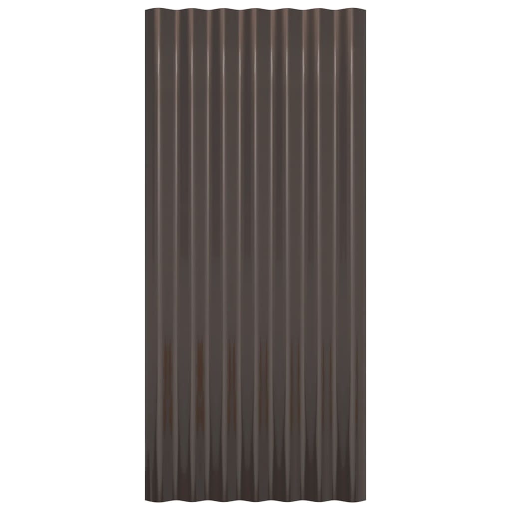 Roof Panels 12 pcs Galvanized Steel Brown 31.5"x14.2"