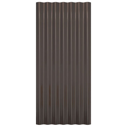 Roof Panels 12 pcs Galvanized Steel Brown 31.5"x14.2"