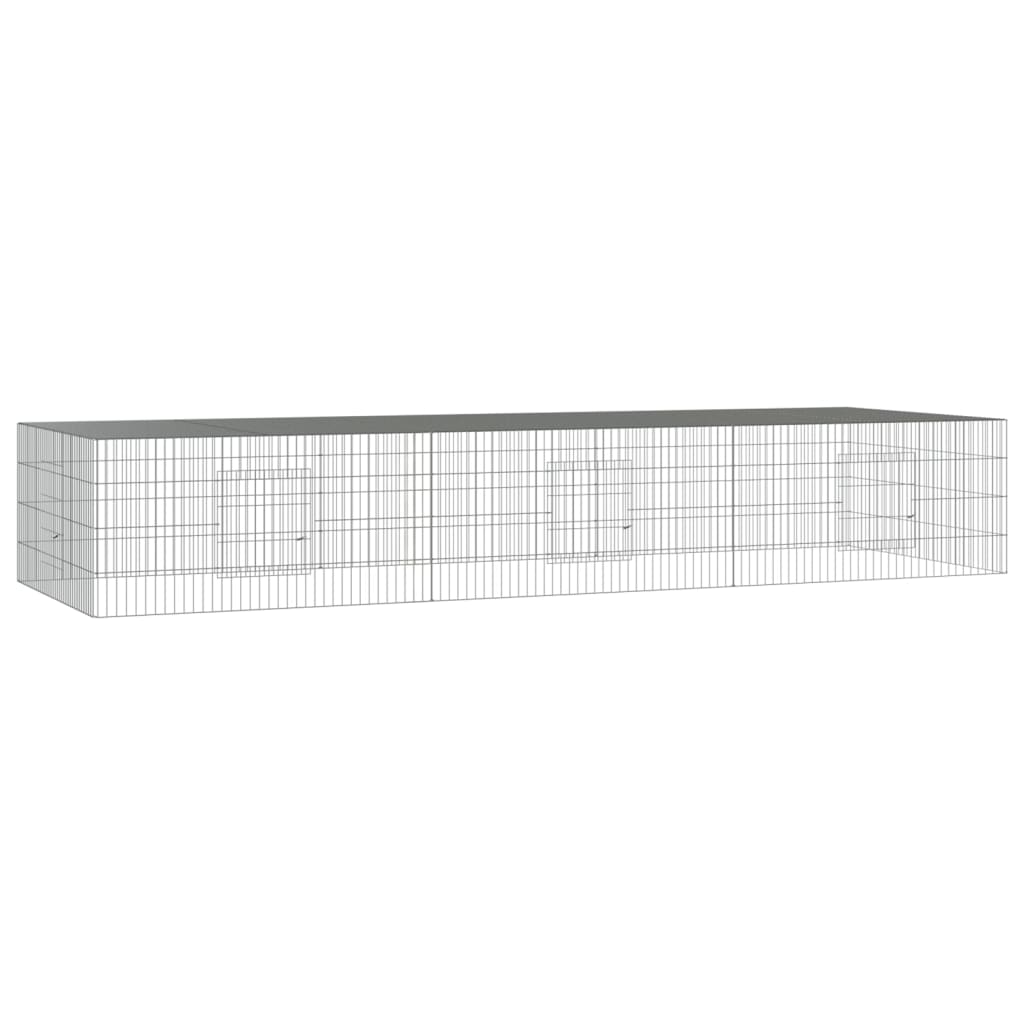 3-Panel Rabbit Cage 128"x42.9"x21.3" Galvanized Iron