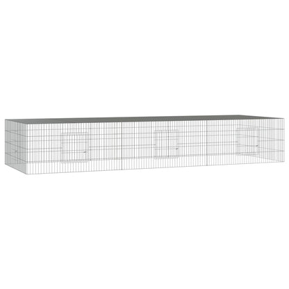 3-Panel Rabbit Cage 128"x42.9"x21.3" Galvanized Iron