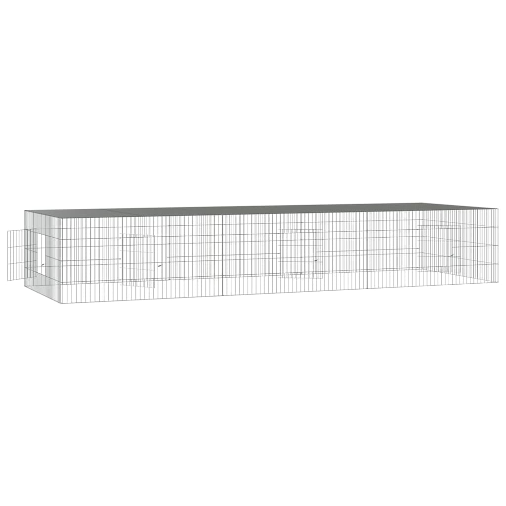 3-Panel Rabbit Cage 128"x42.9"x21.3" Galvanized Iron
