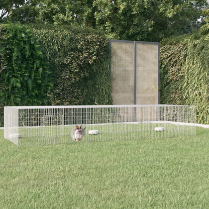 3-Panel Rabbit Cage 128"x42.9"x21.3" Galvanized Iron