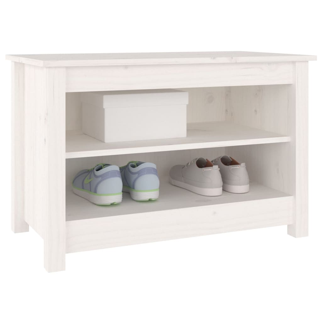 Shoe Bench White 27.6x15.0x17.9" Solid Wood Pine