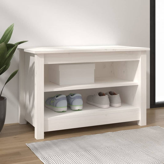 Shoe Bench White 27.6x15.0x17.9" Solid Wood Pine