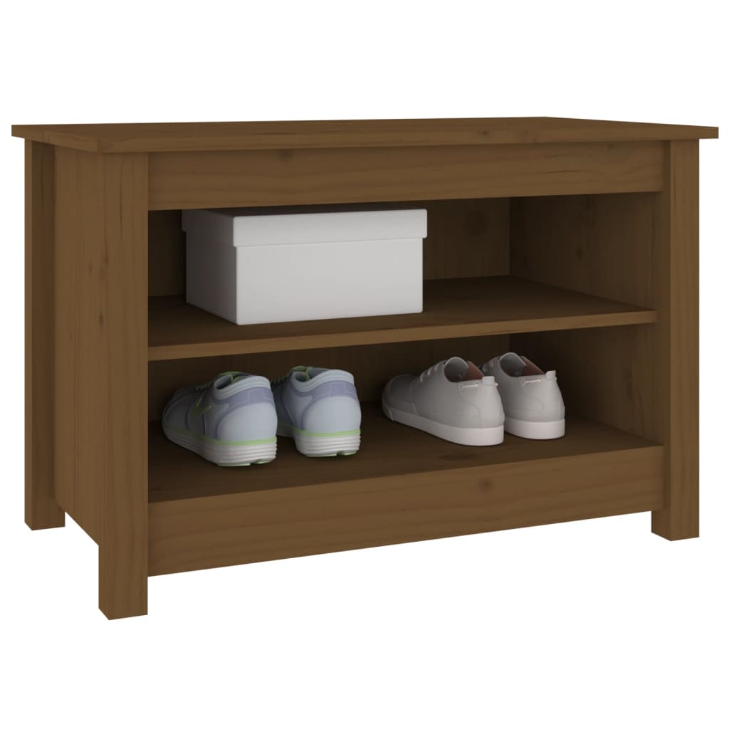 Shoe Bench Honey Brown 27.6x15.0x17.9" Solid Wood Pine