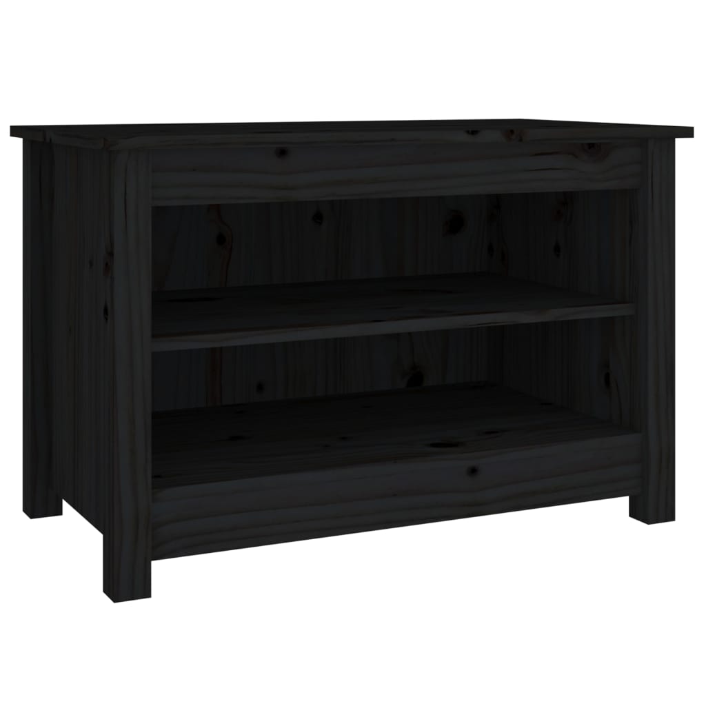 Shoe Bench Black 27.6x15.0x17.9" Solid Wood Pine