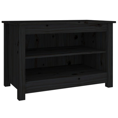 Shoe Bench Black 27.6x15.0x17.9" Solid Wood Pine