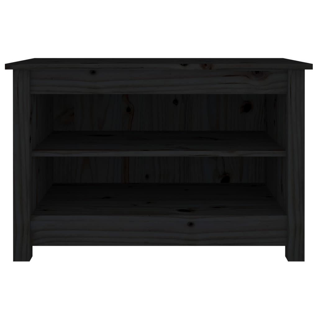Shoe Bench Black 27.6x15.0x17.9" Solid Wood Pine