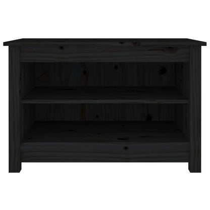Shoe Bench Black 27.6x15.0x17.9" Solid Wood Pine
