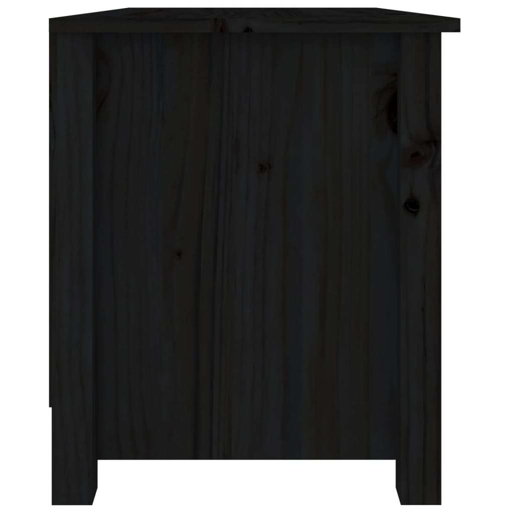 Shoe Bench Black 27.6x15.0x17.9" Solid Wood Pine