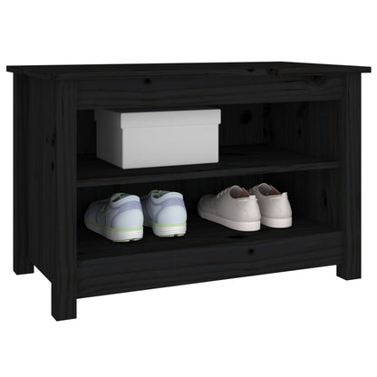 Shoe Bench Black 27.6x15.0x17.9" Solid Wood Pine