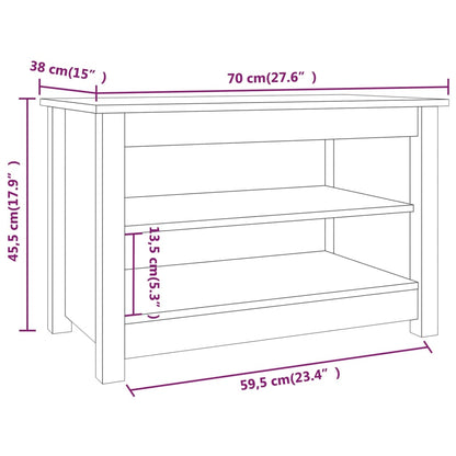 Shoe Bench Black 27.6x15.0x17.9" Solid Wood Pine