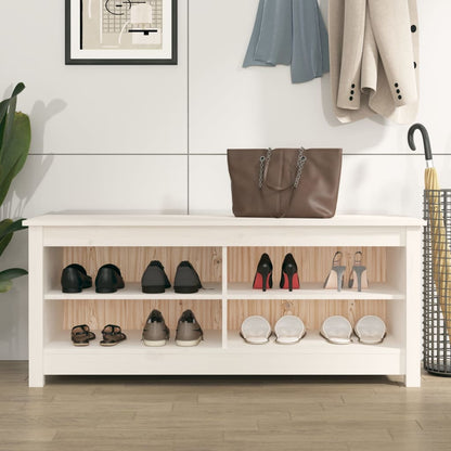 Shoe Bench White 43.3x15.0x17.9" Solid Wood Pine