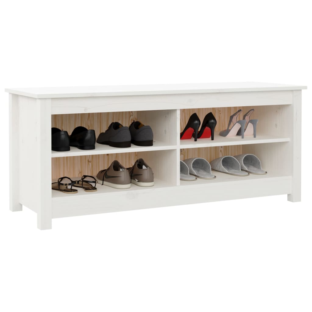 Shoe Bench White 43.3x15.0x17.9" Solid Wood Pine