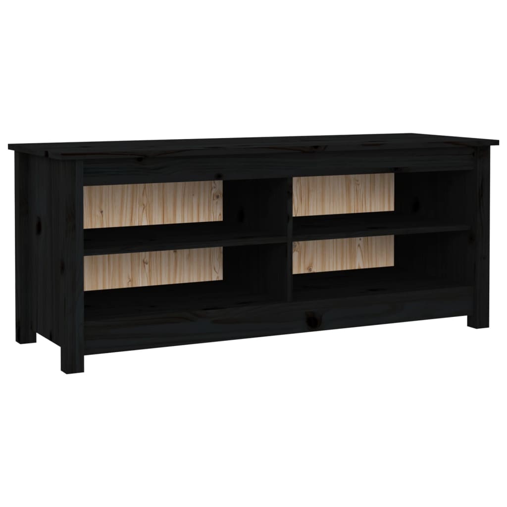 Shoe Bench Black 43.3x15.0x17.9" Solid Wood Pine