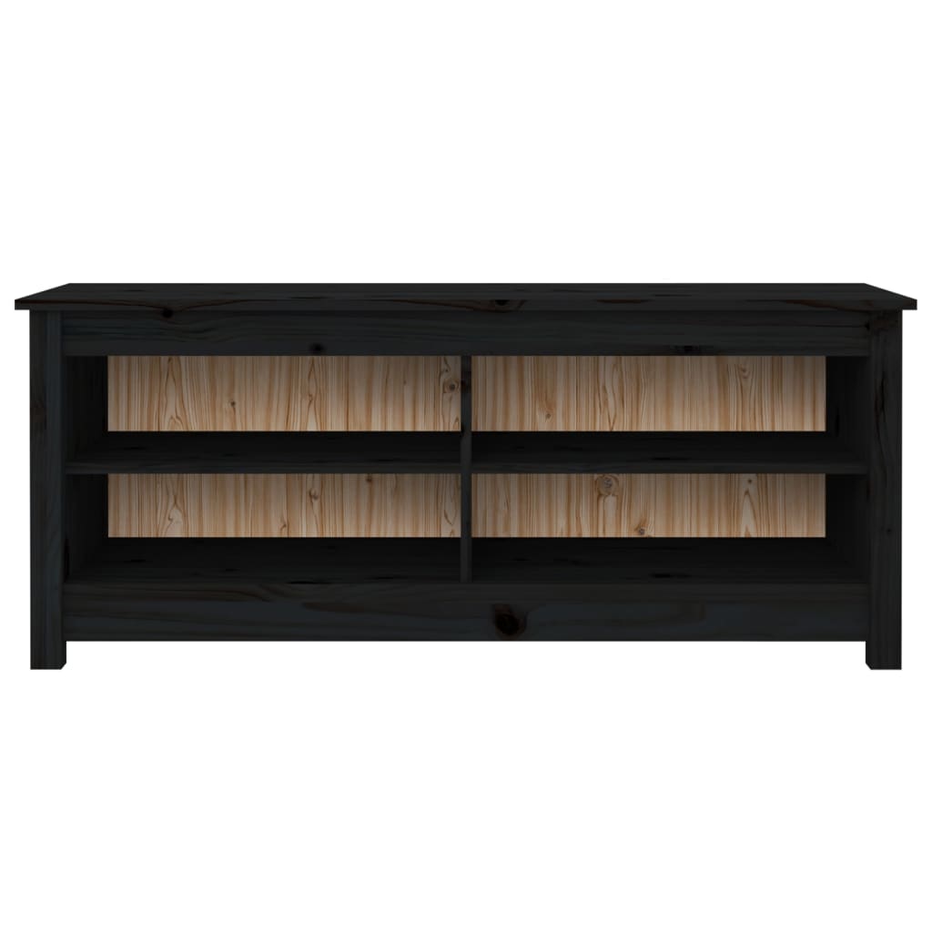 Shoe Bench Black 43.3x15.0x17.9" Solid Wood Pine