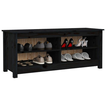 Shoe Bench Black 43.3x15.0x17.9" Solid Wood Pine