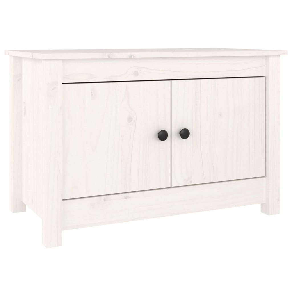 Shoe Cabinet White 27.6x15.0x17.9" Solid Wood Pine