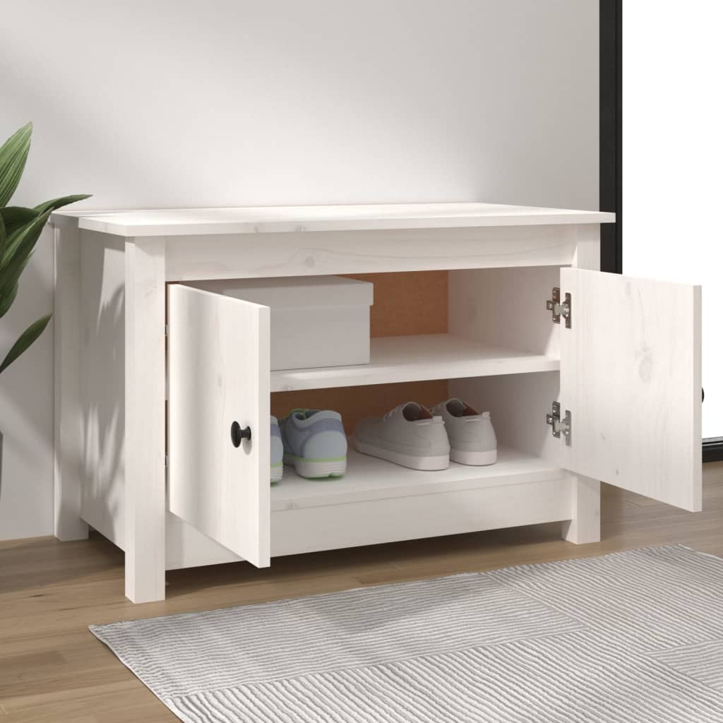 Shoe Cabinet White 27.6x15.0x17.9" Solid Wood Pine