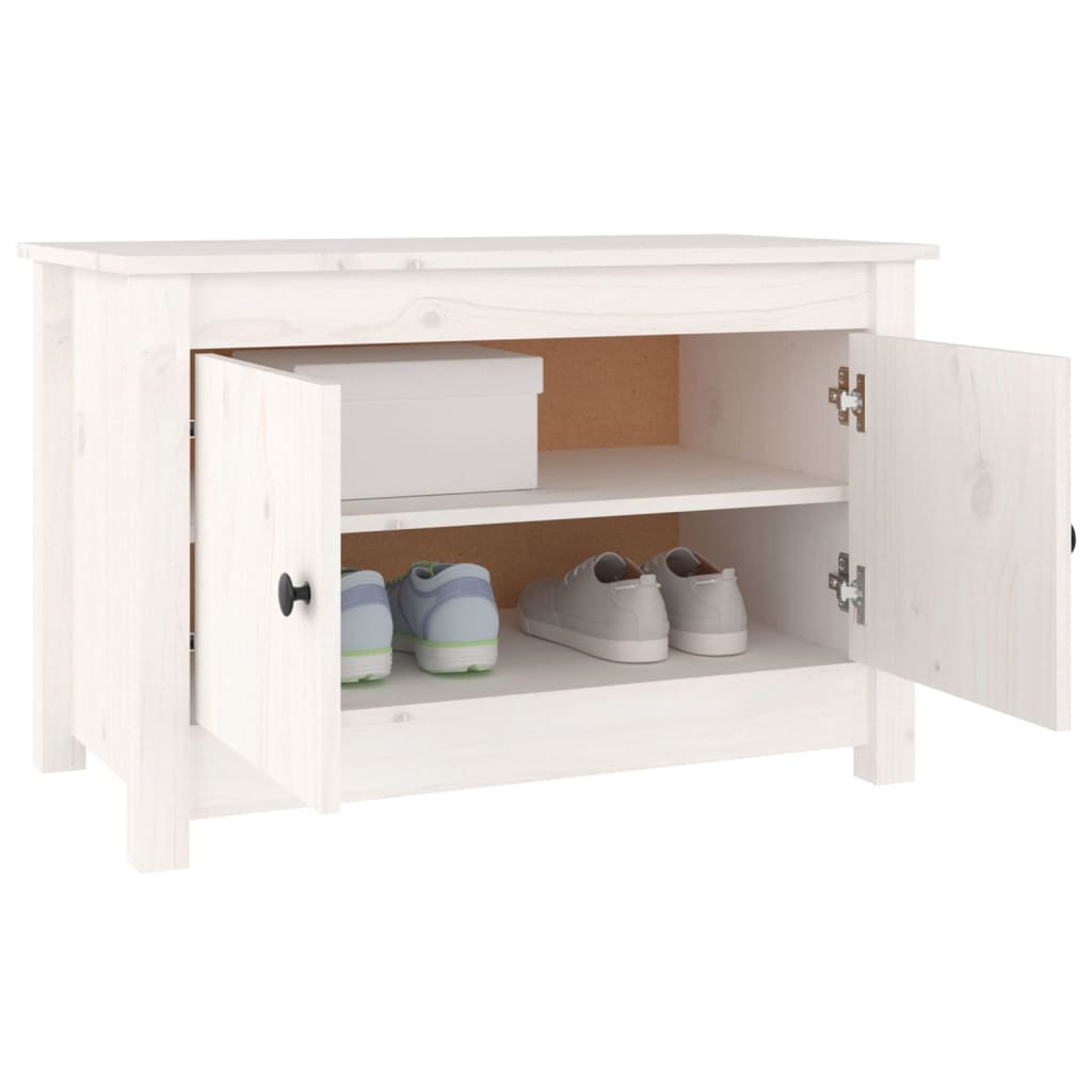 Shoe Cabinet White 27.6x15.0x17.9" Solid Wood Pine