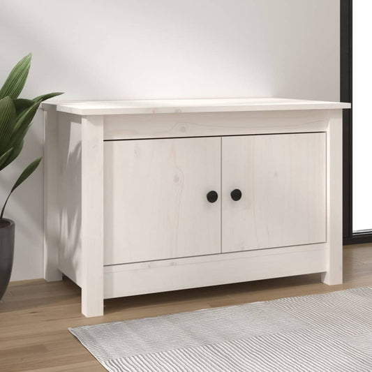 Shoe Cabinet White 27.6x15.0x17.9" Solid Wood Pine