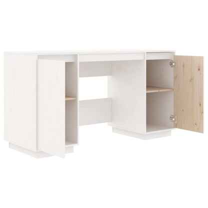 Desk White 55.1"x19.7"x29.5" Solid Wood Pine