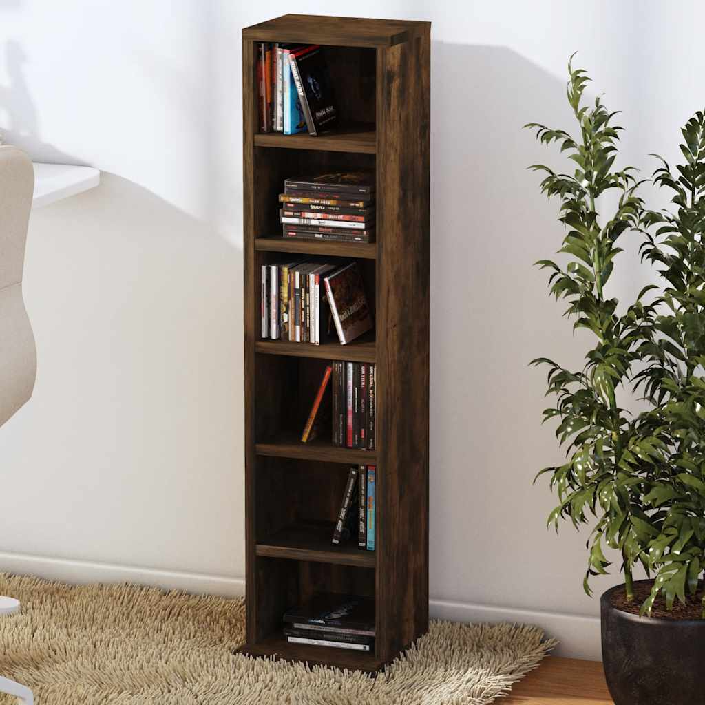 CD Cabinet Smoked Oak 8.3"x7.9"x34.6" Engineered Wood