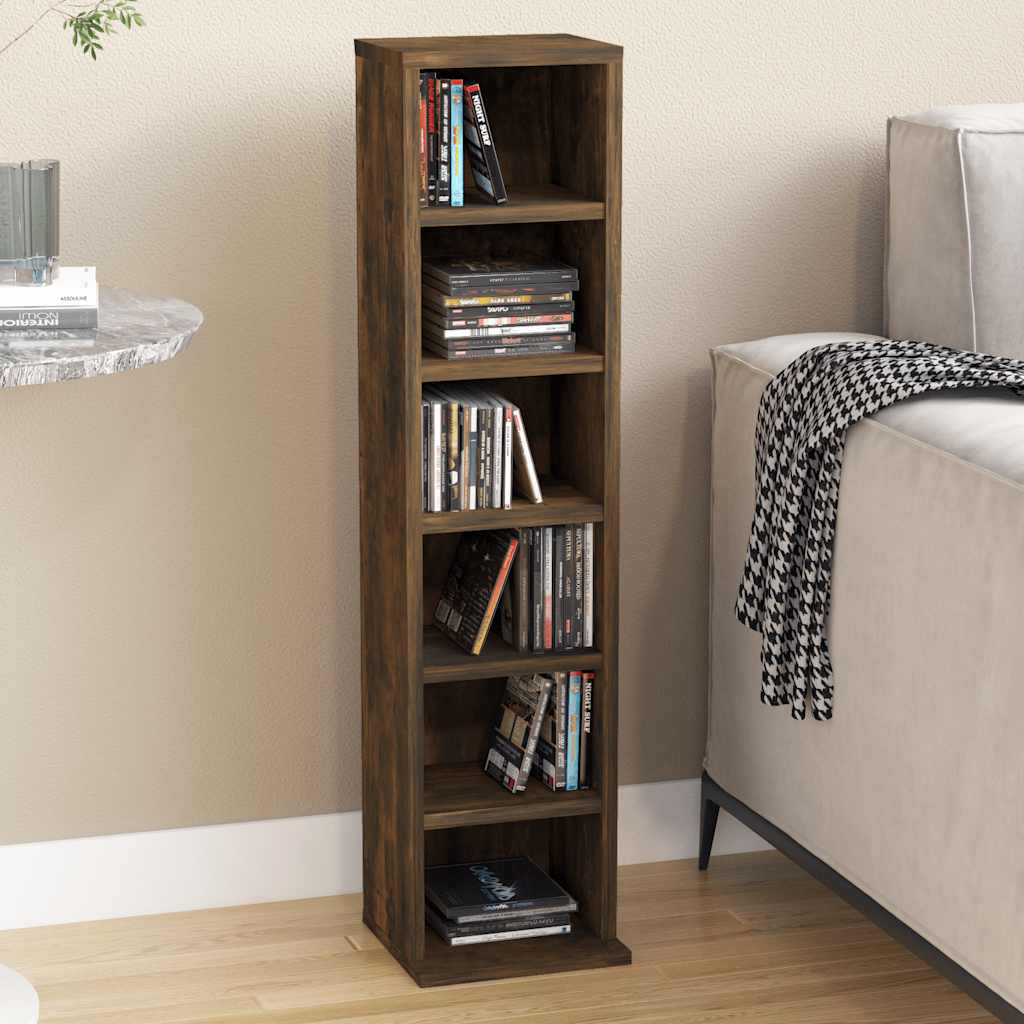 CD Cabinet Smoked Oak 8.3"x7.9"x34.6" Engineered Wood
