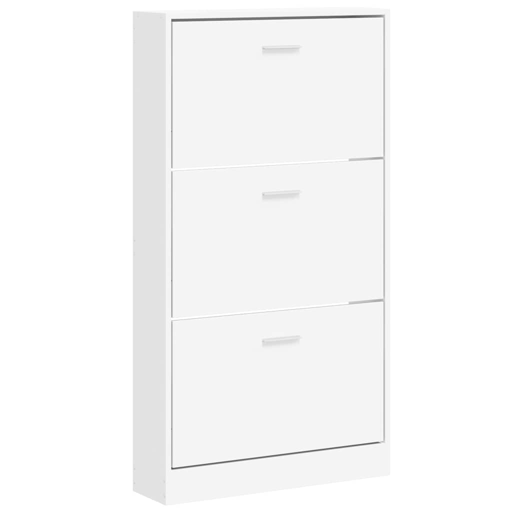Shoe Cabinet White 23.2x6.7x42.5" Engineered Wood