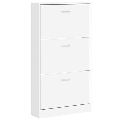 Shoe Cabinet White 23.2x6.7x42.5" Engineered Wood