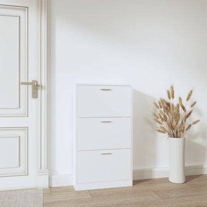 Shoe Cabinet White 23.2x6.7x42.5" Engineered Wood