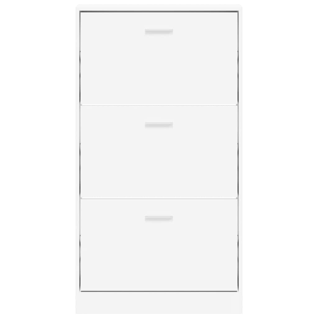 Shoe Cabinet White 23.2x6.7x42.5" Engineered Wood