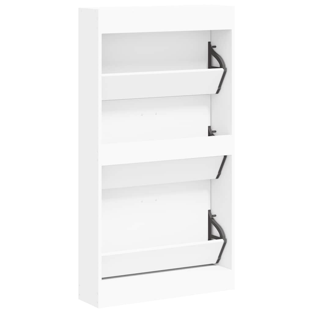 Shoe Cabinet White 23.2x6.7x42.5" Engineered Wood