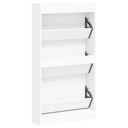 Shoe Cabinet White 23.2x6.7x42.5" Engineered Wood