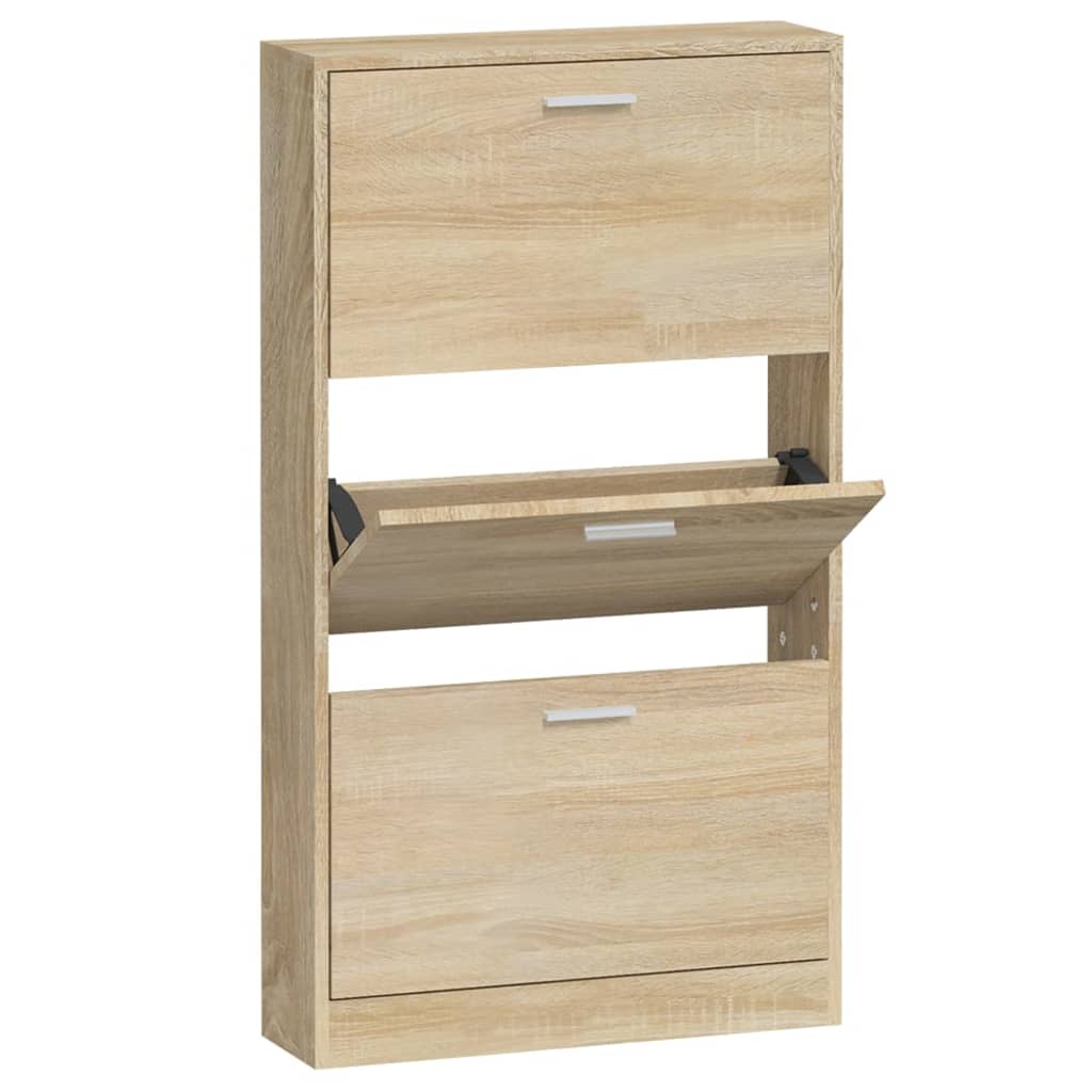 Shoe Cabinet Oak 23.2x6.7x42.5" Engineered Wood